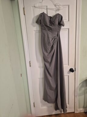 Elegant Off-Shoulder Gray Evening Gown